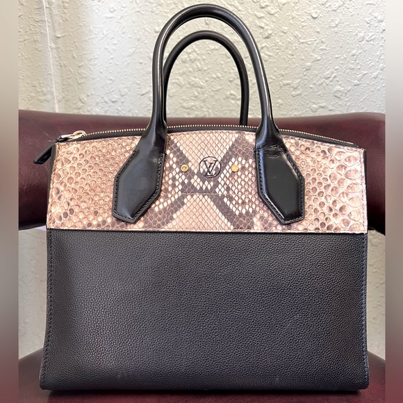 Leather & Python Top Handle Handbag - Picture 2 of 7